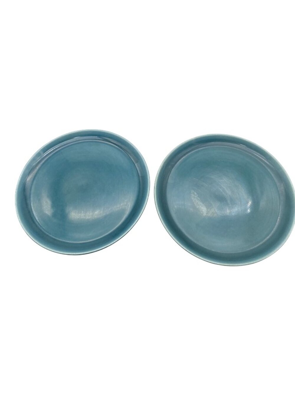 2 Russel Wright American Modern Seafoam Blue 8" Salad Plates Steubenville MCM